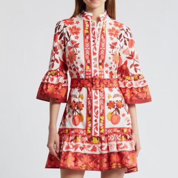 NWT $210 FARM Rio Romantic Orchard Print Cotton Shirtdress in size Large! - Picture 2 of 9